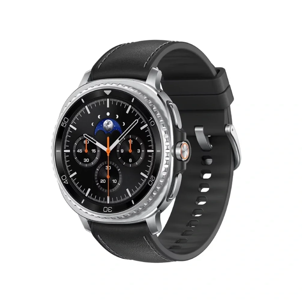 Smartwatch with Black Strap and Silver Bezel